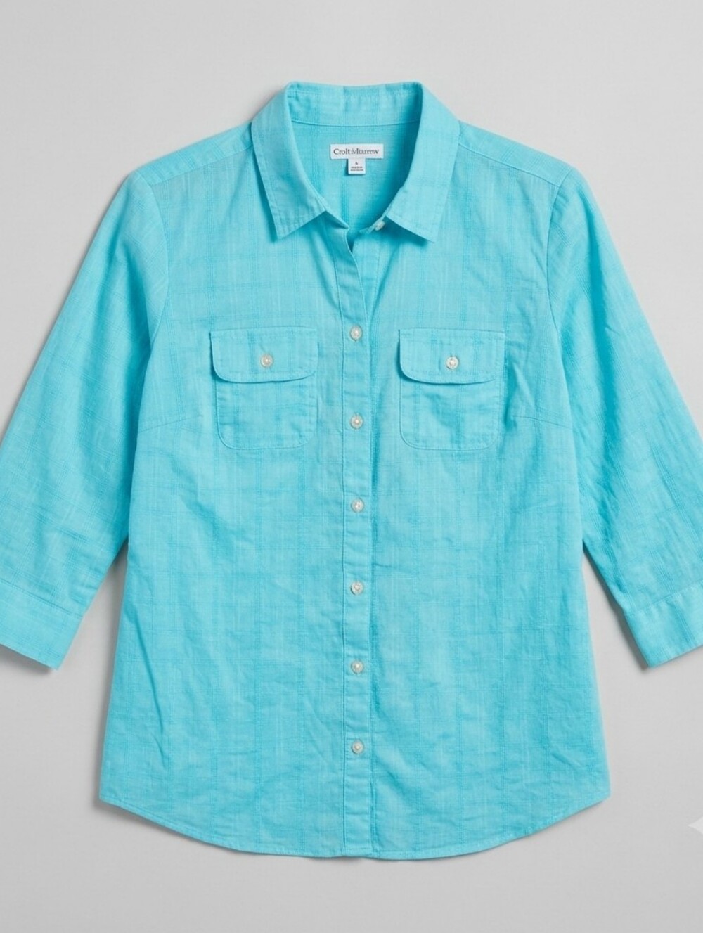 croft & barrow Light Turquoise Roll-Tab Button-Down Shirt